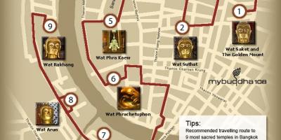 Mapa bangkok, chrám, tour