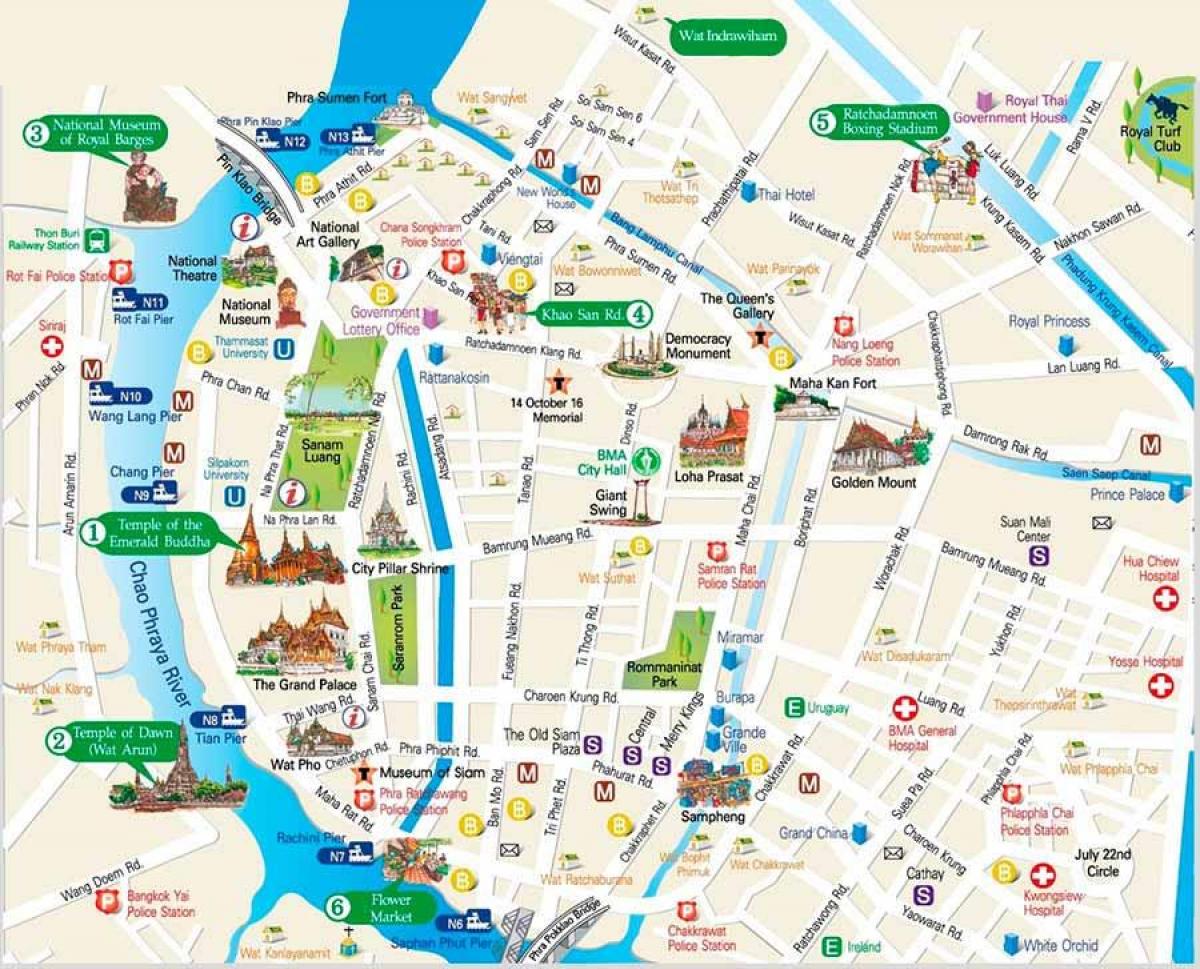 bangkok místa zájmu na mapě