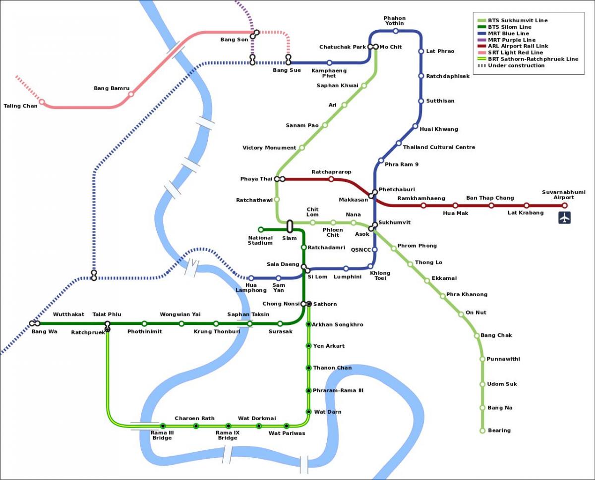 mrt mapa bangkok thajsko