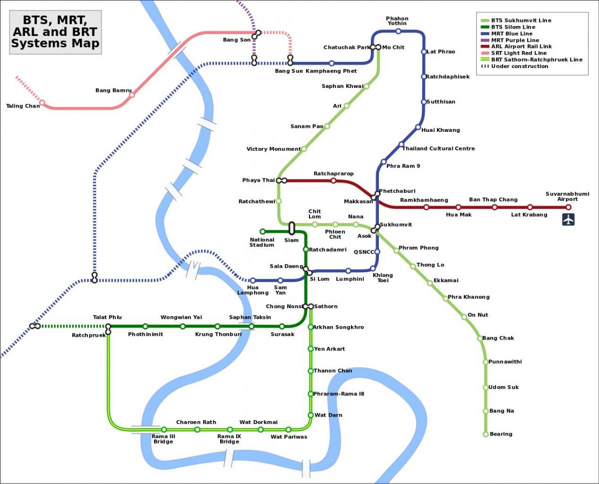 bangkok bts, mrt mapě