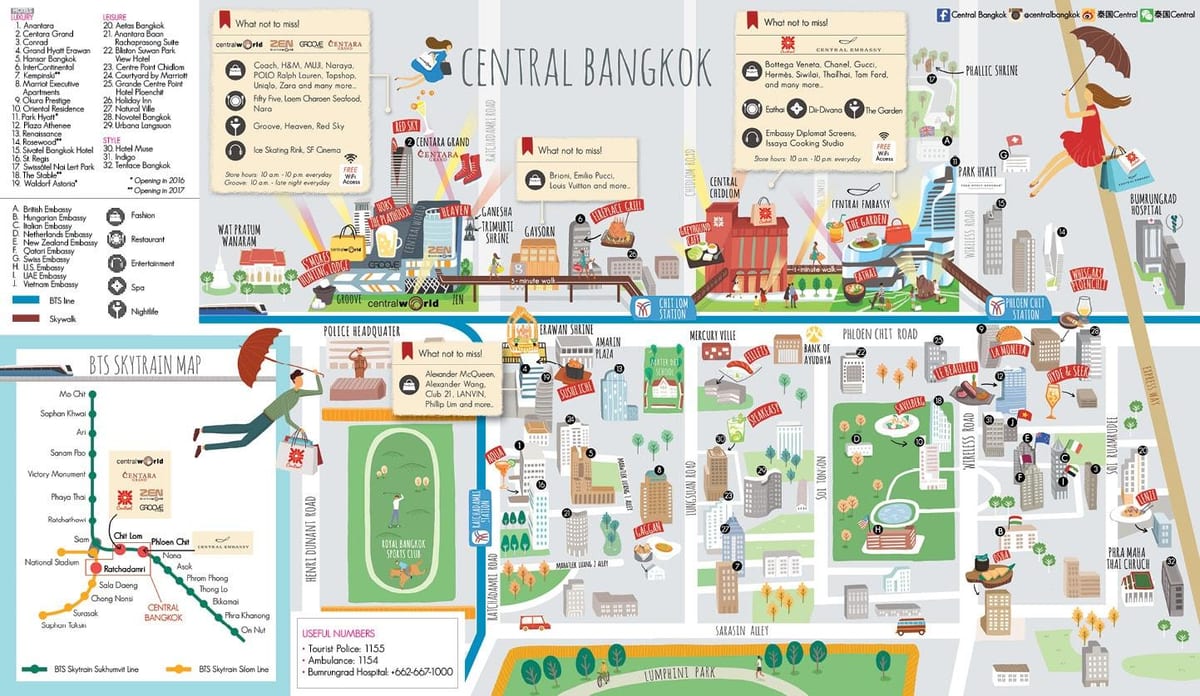 bangkok nákupní centrum mapě