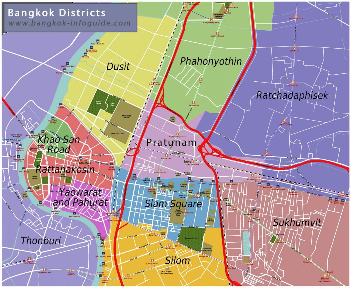 mapa bangkoku a okolních oblastí