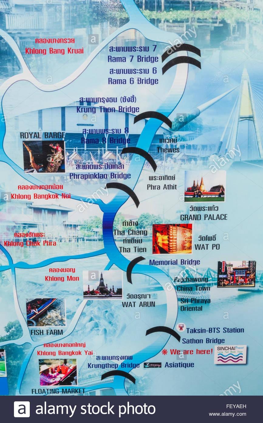 mapa chao phraya river bangkok