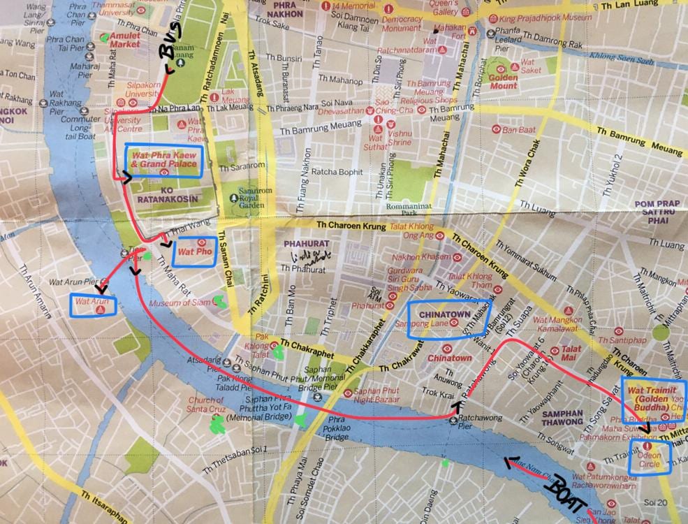 bangkok staré město mapa