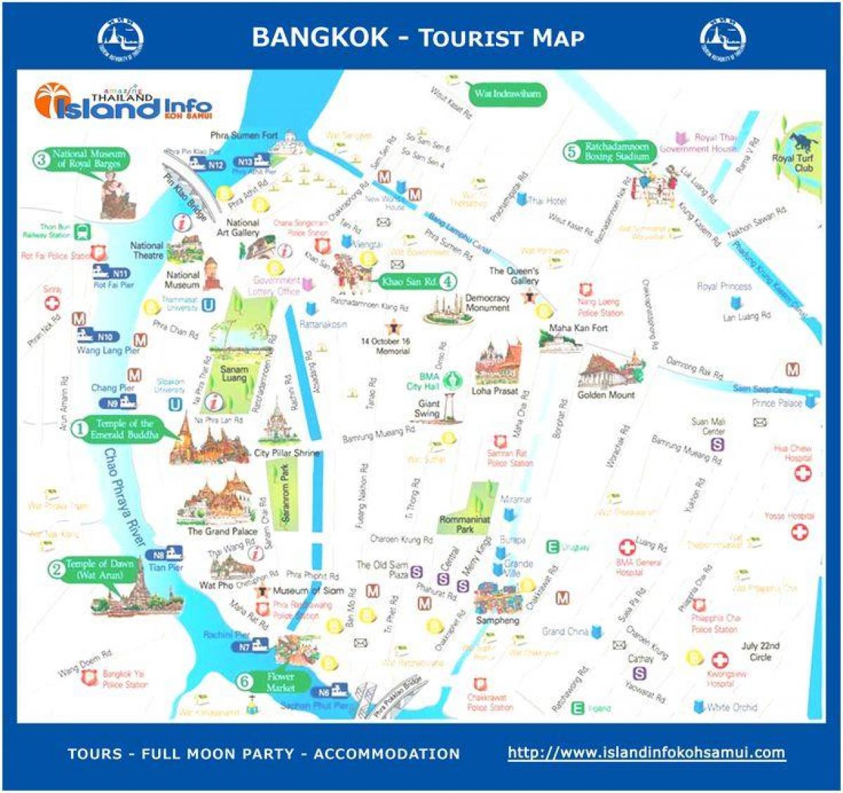 bangkok thajsko turistická mapa