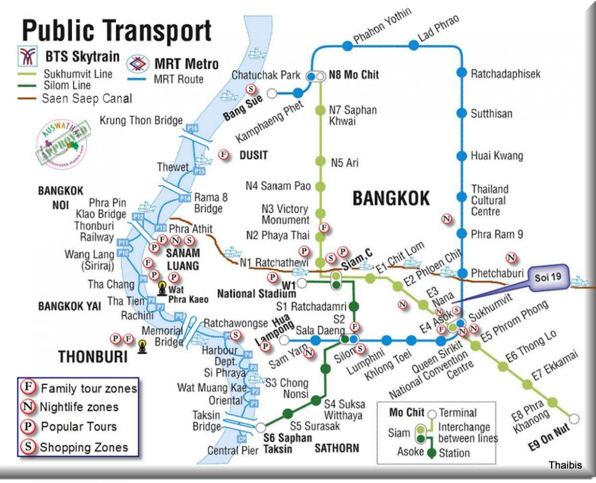veřejné dopravy bangkok mapě