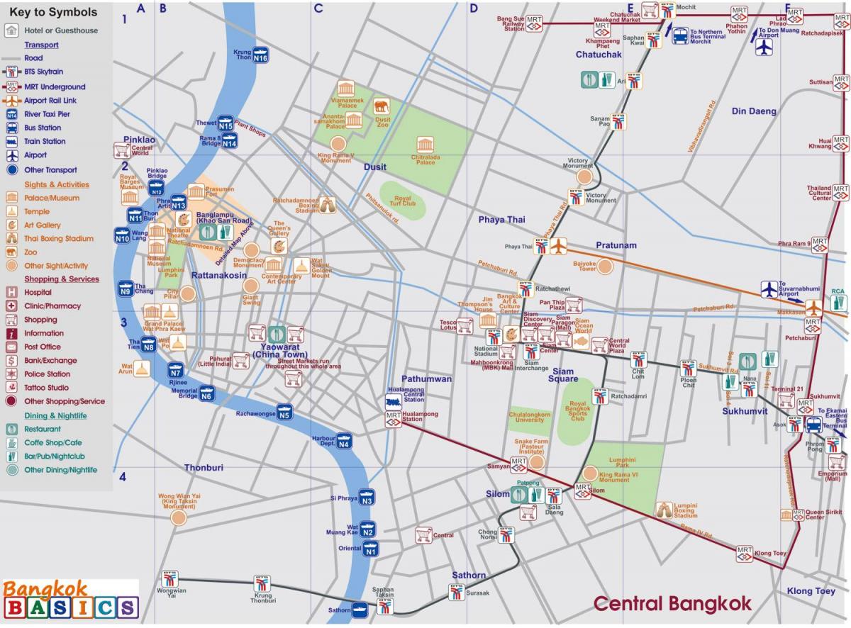 mapa centrální bangkok