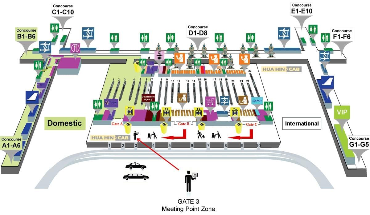 bangkok thajsko mapa letiště