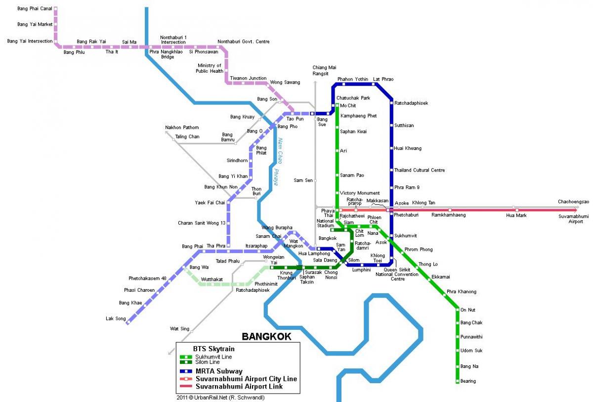 metro mapa, bangkok thajsko