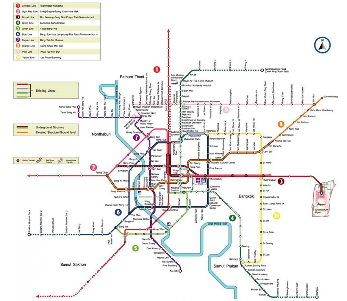 bangkok metra mapě