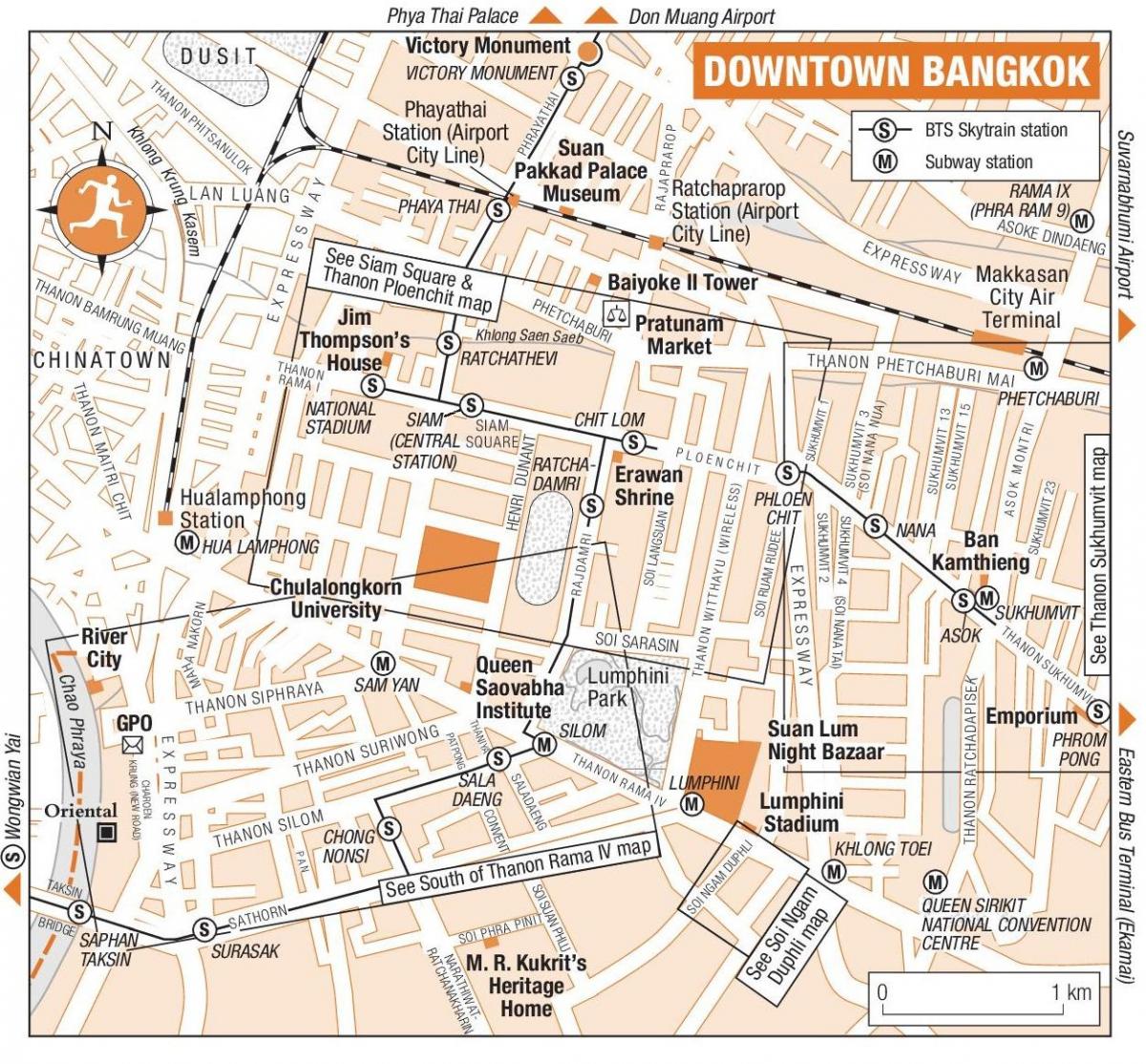 bangkok downtown mapě
