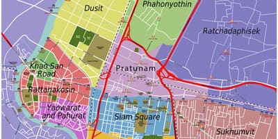 Mapa bangkoku a okolních oblastí