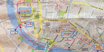Bangkok staré město mapa