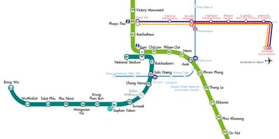 Letiště Bangkok skytrain mapě