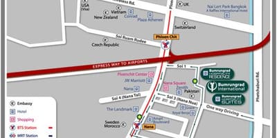 Mapa mimo jiné nemocnice bumrungrad